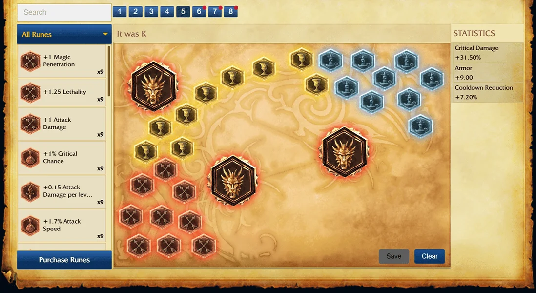 League of Legends Classic Rune page